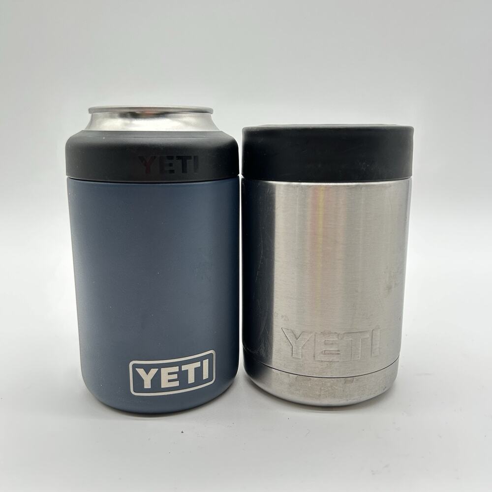 2 YETI Rambler Colster 12oz Insulated Stainless Steel Blue Can Cooler Lot